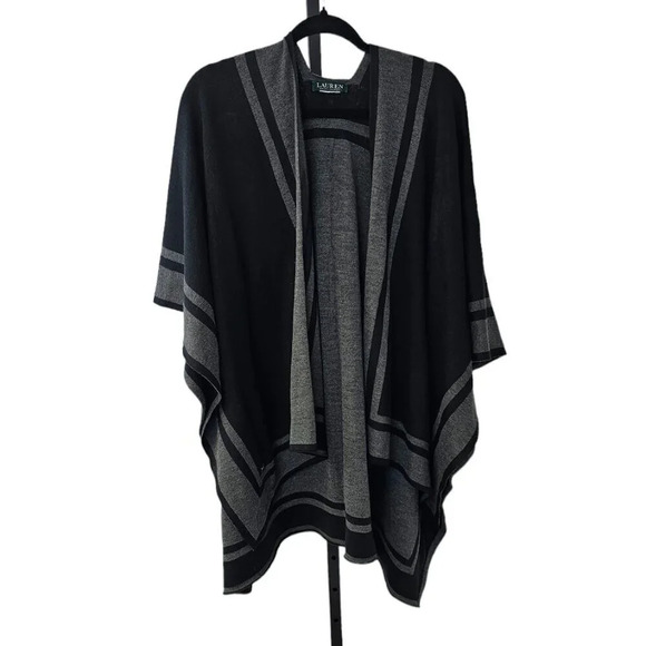 Ralph Lauren Womens Shawl Wrap Gray Draped Open Front  One Size Poncho Cardigan - Picture 1 of 9
